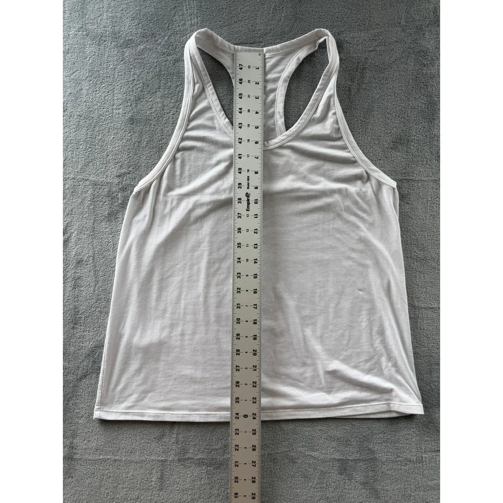 Alo Yoga Womens White Racerback Tank Top Athletic Gym Workout Scoop Neck Lined